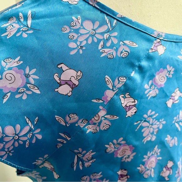 Vintage Disney Store Blue Winnie The Pooh Satin Pyjama Nightgown Size Medium - Picture 4 of 7
